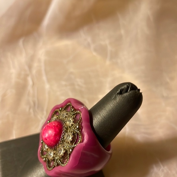 Costume ring bundle-1 is adjustable with brown cluster & acrylic pin sz 8-1/2 - Picture 11 of 15